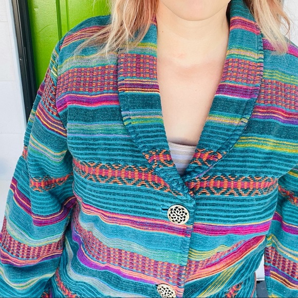 bright colorful native southwest color stripe blazer jacket - Picture 4 of 12